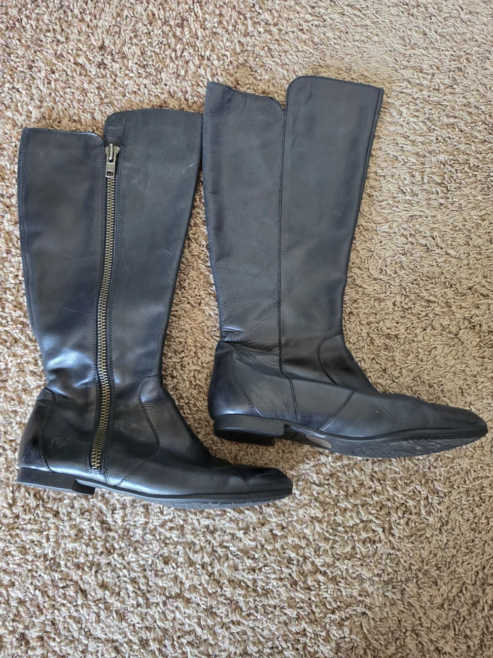 Born Black Leather Knee-High Zip Riding Boots